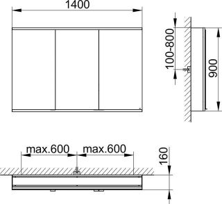 Зеркальный шкаф для ванны Keuco Royal Modular 800311141100000 140 см